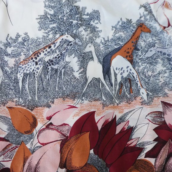 Loubella Vintage 70s Disco Nylon Top GiRAFFES Botanical Hearts Dagger Collar - Picture 7 of 10